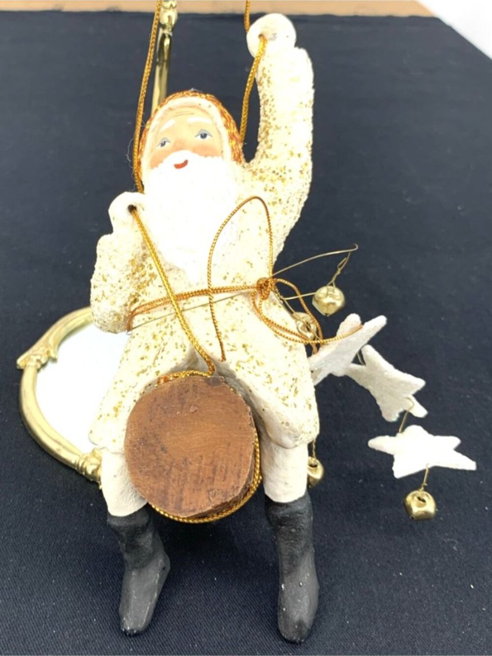 Dept 56 Father Frost Santa Christmas Ornament Belsnickle Riding Log Bells Stars